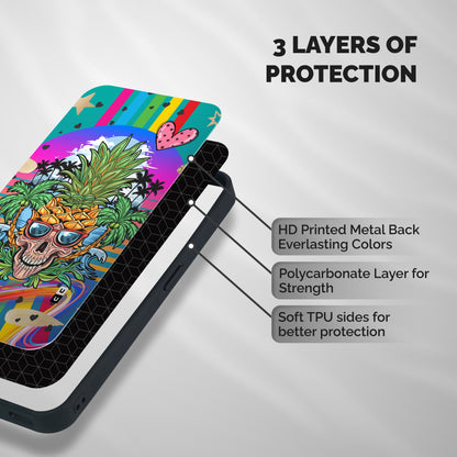 Cool Pineapple Skull Shockproof Hybrid Protection (Metal + TPU) Back Case Cover
