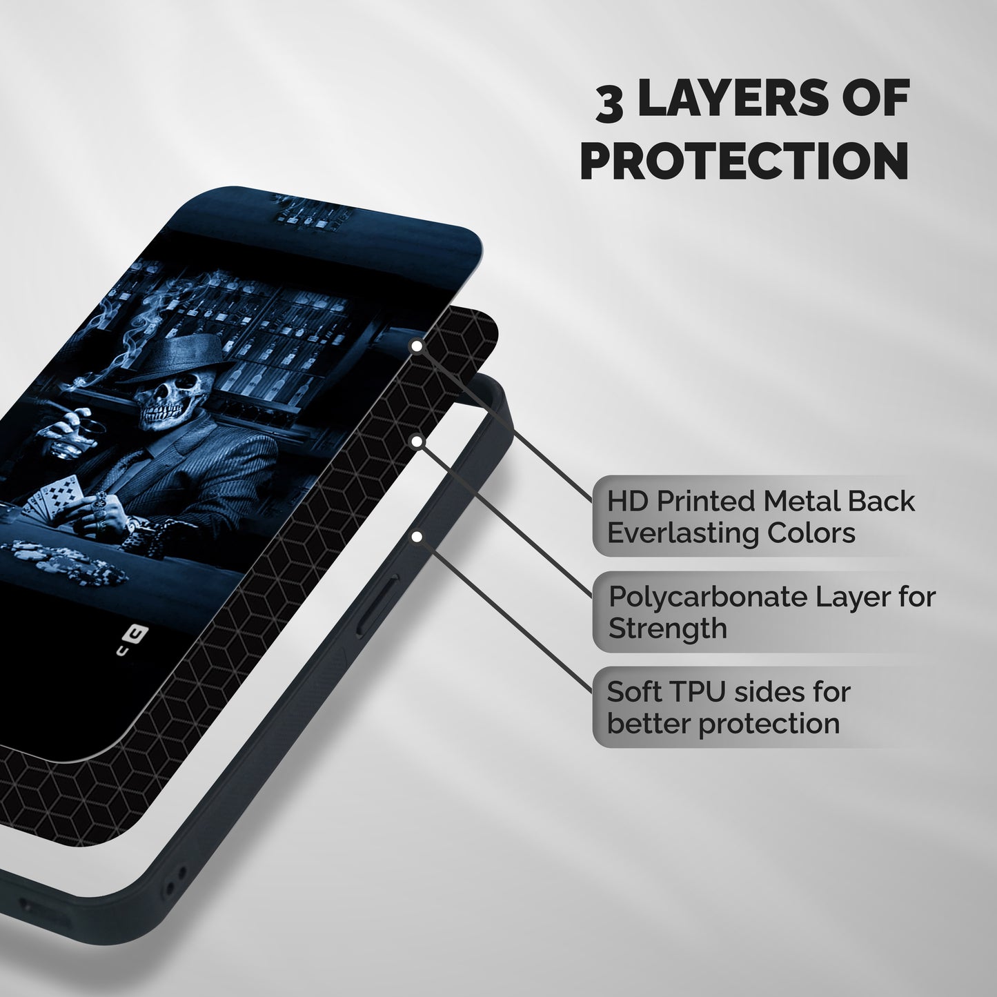 Cool Skull Cards Shockproof Hybrid Protection (Metal + TPU) Back Case Cover