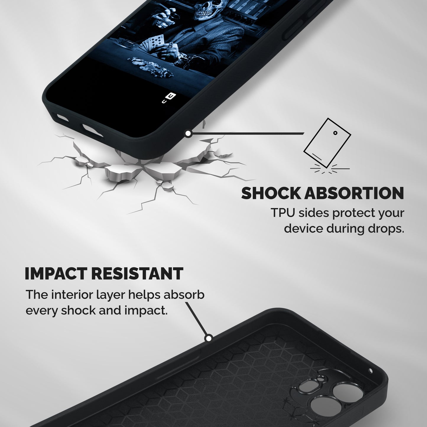 Cool Skull Cards Shockproof Hybrid Protection (Metal + TPU) Back Case Cover