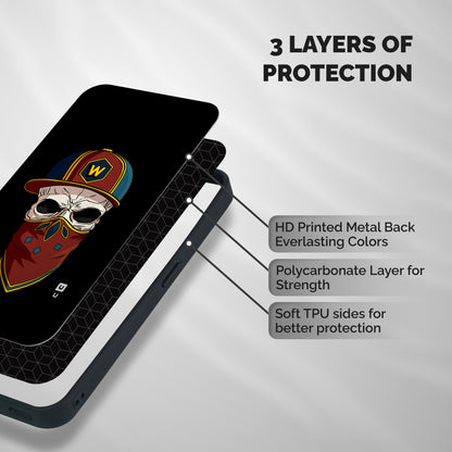 Cool Skull Mask Cap Shockproof Hybrid Protection (Metal + TPU) Back Case Cover