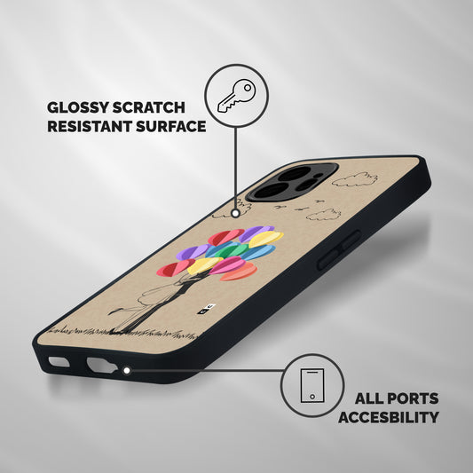 Couple With Card Baloons Shockproof Hybrid Protection (Metal + TPU) Back Case Cover