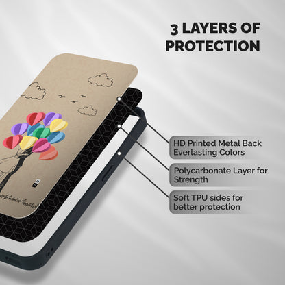 Couple With Card Baloons Shockproof Hybrid Protection (Metal + TPU) Back Case Cover