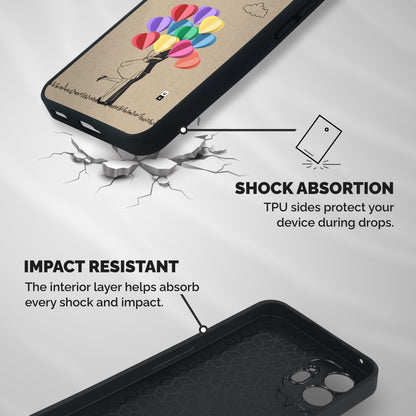 Couple With Card Baloons Shockproof Hybrid Protection (Metal + TPU) Back Case Cover