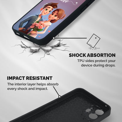 Couple With Flower Shockproof Hybrid Protection (Metal + TPU) Back Case Cover