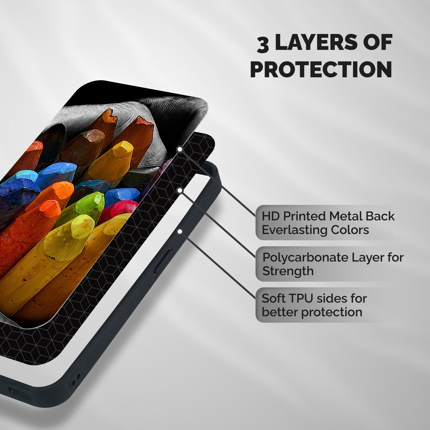 Crayons Beautiful Shockproof Hybrid Protection (Metal + TPU) Back Case Cover