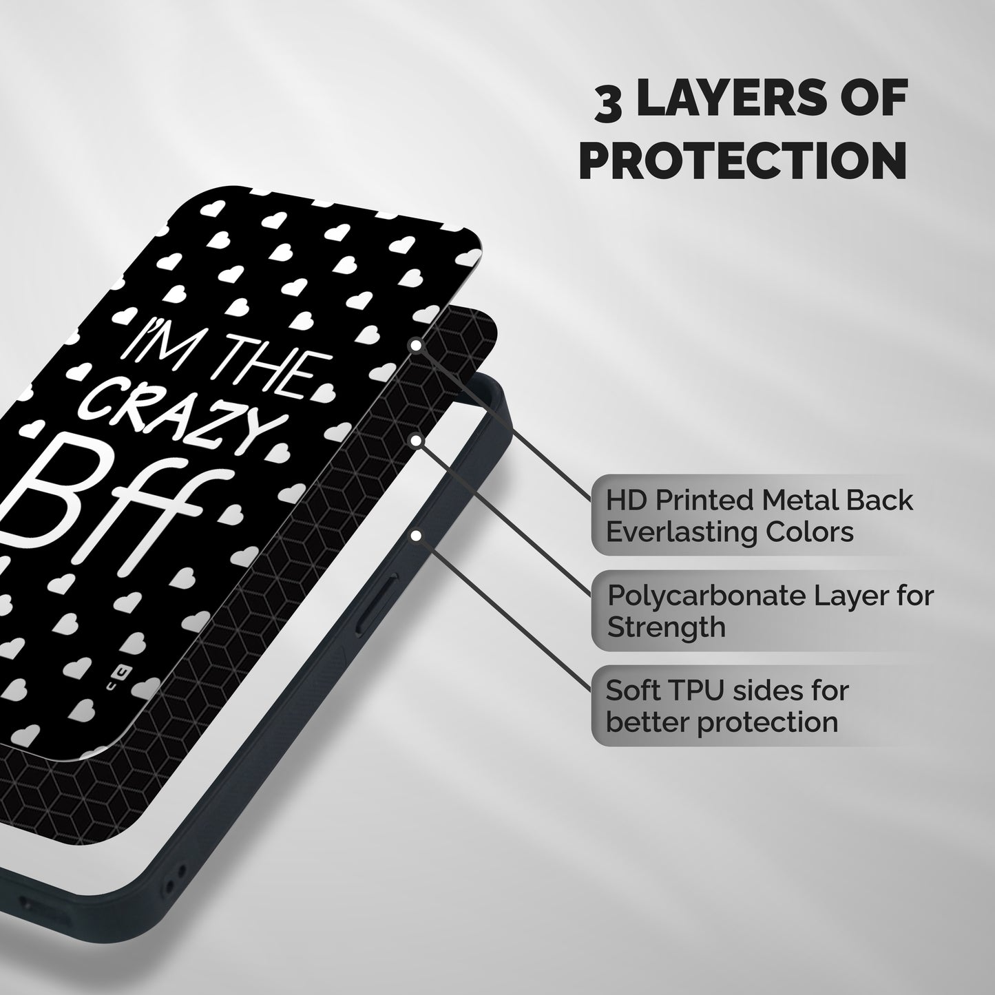 Crazy Bff Shockproof Hybrid Protection (Metal + TPU) Back Case Cover