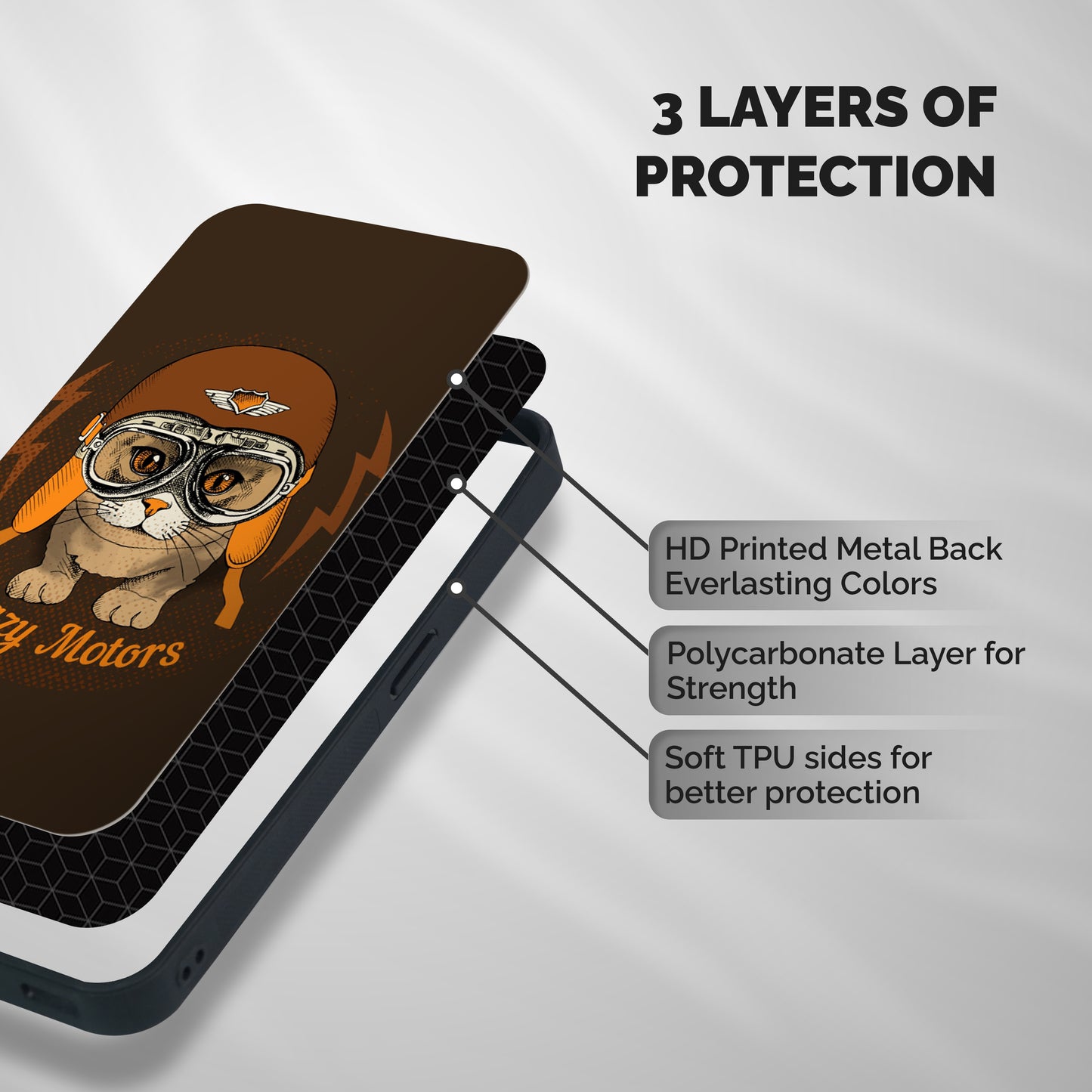 Crazy cat Shockproof Hybrid Protection (Metal + TPU) Back Case Cover