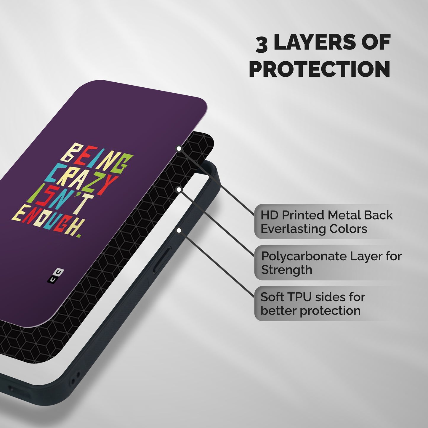 Crazy Isnt Enough Shockproof Hybrid Protection (Metal + TPU) Back Case Cover