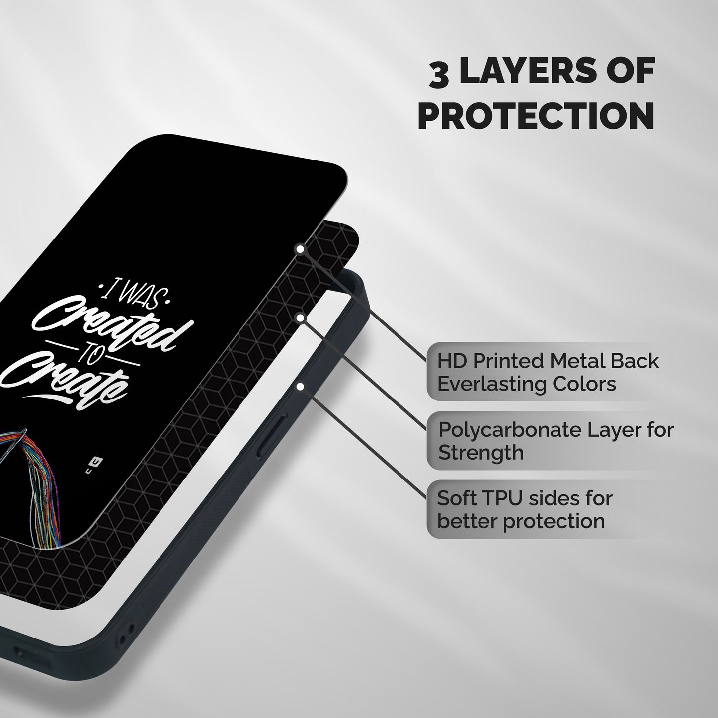 Created to Create Shockproof Hybrid Protection (Metal + TPU) Back Case Cover