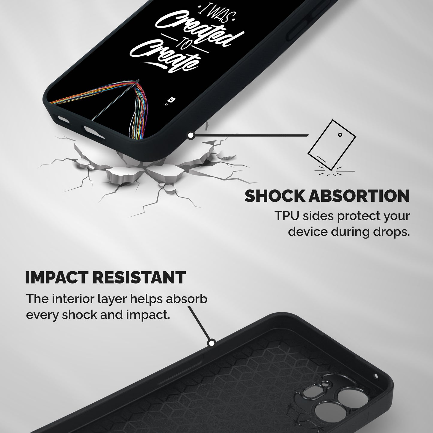 Created to Create Shockproof Hybrid Protection (Metal + TPU) Back Case Cover