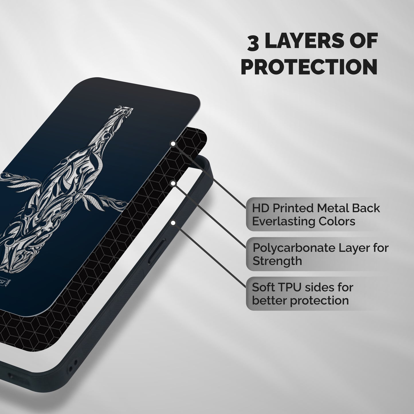 Creative Bottle Shockproof Hybrid Protection (Metal + TPU) Back Case Cover