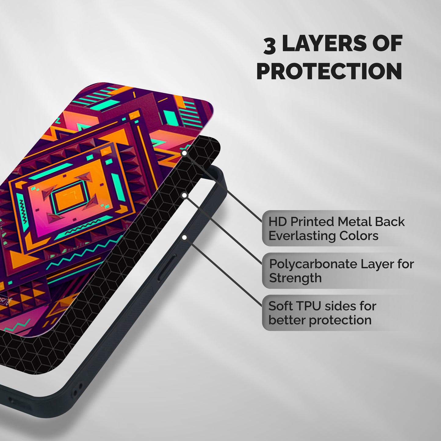 Creative Rhombus Shockproof Hybrid Protection (Metal + TPU) Back Case Cover
