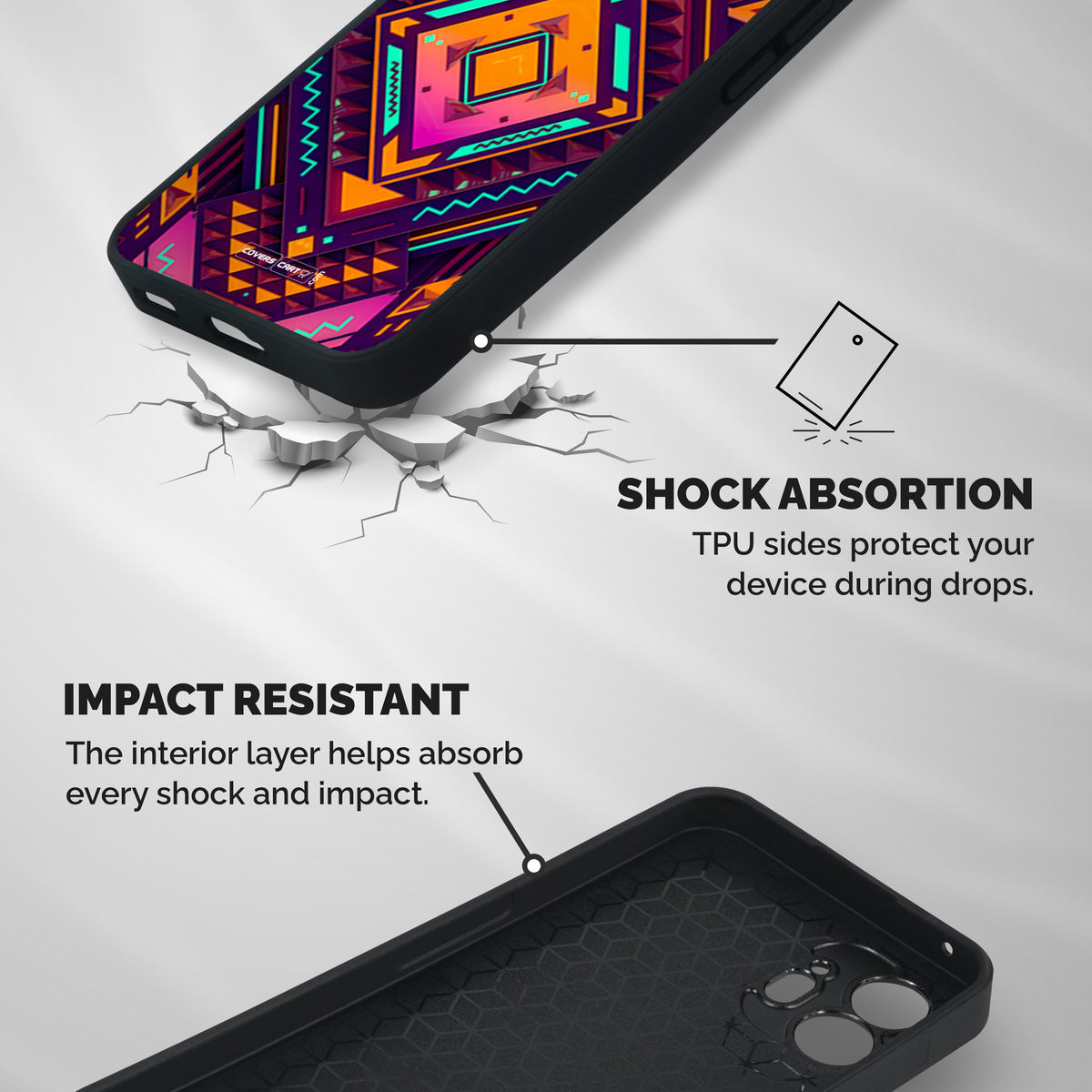 Creative Rhombus Shockproof Hybrid Protection (Metal + TPU) Back Case Cover