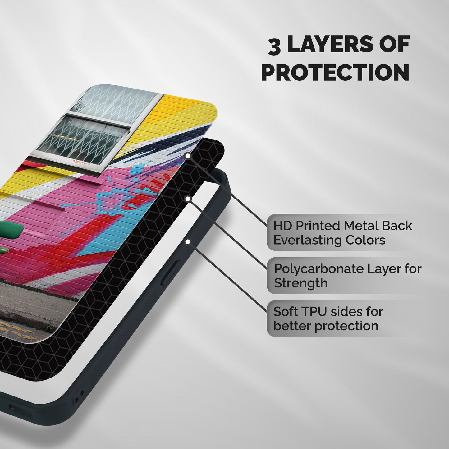 Creative Wall Art Shockproof Hybrid Protection (Metal + TPU) Back Case Cover