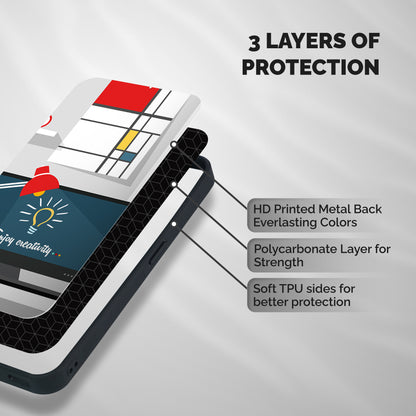 Creative Workspace Design Shockproof Hybrid Protection (Metal + TPU) Back Case Cover