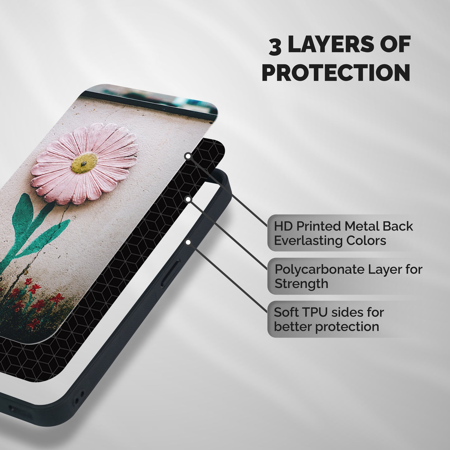 Creativity Flower Shockproof Hybrid Protection (Metal + TPU) Back Case Cover