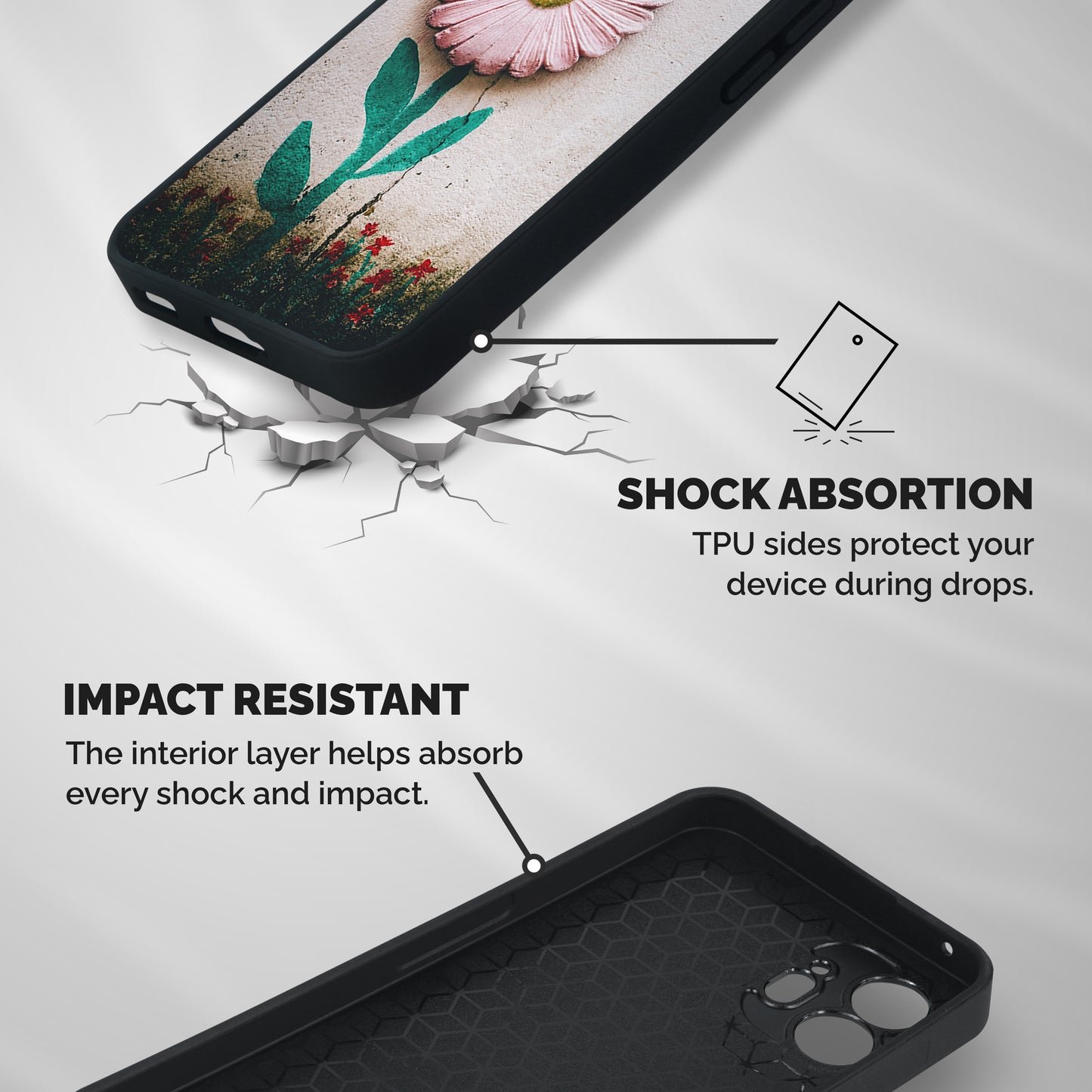 Creativity Flower Shockproof Hybrid Protection (Metal + TPU) Back Case Cover
