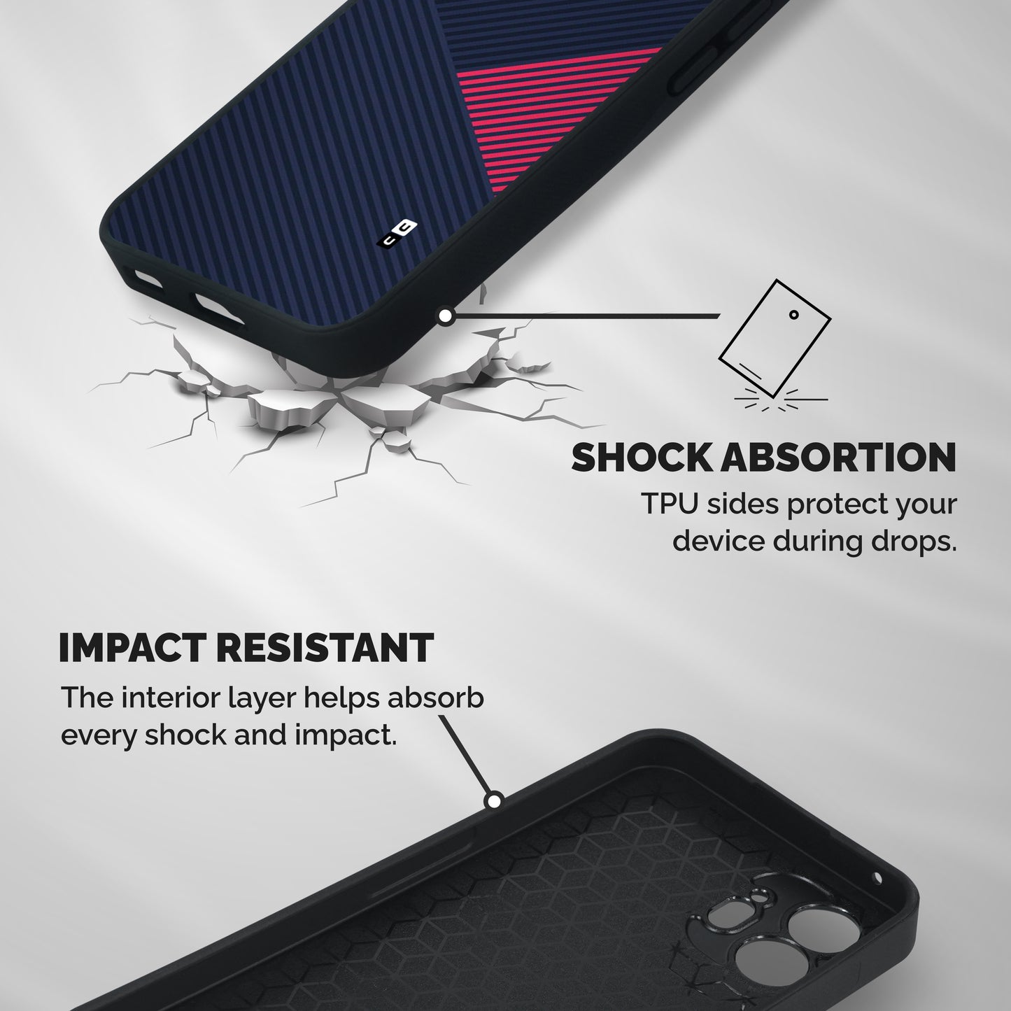 Criscros Stripes Shockproof Hybrid Protection (Metal + TPU) Back Case Cover