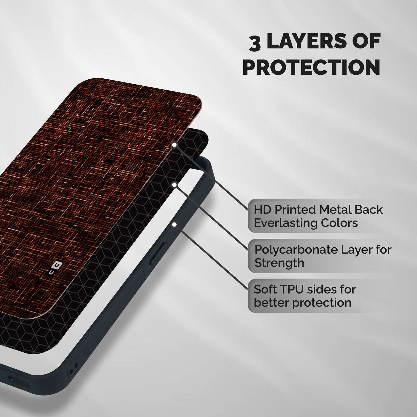 Criss Cross Brownred Pattern Shockproof Hybrid Protection (Metal + TPU) Back Case Cover