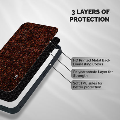 Criss Cross Brownred Pattern Shockproof Hybrid Protection (Metal + TPU) Back Case Cover
