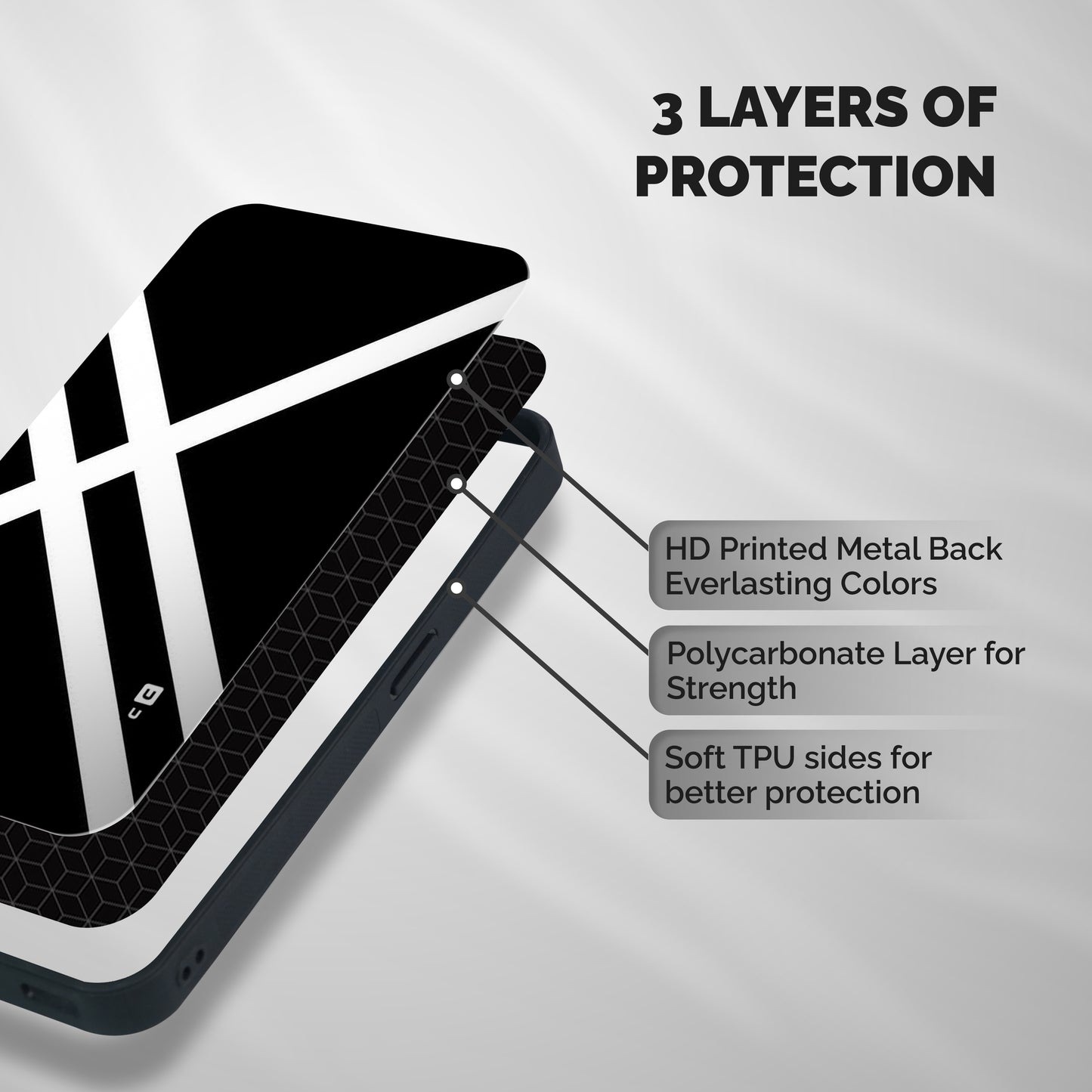 CrissCross Lines Shockproof Hybrid Protection (Metal + TPU) Back Case Cover