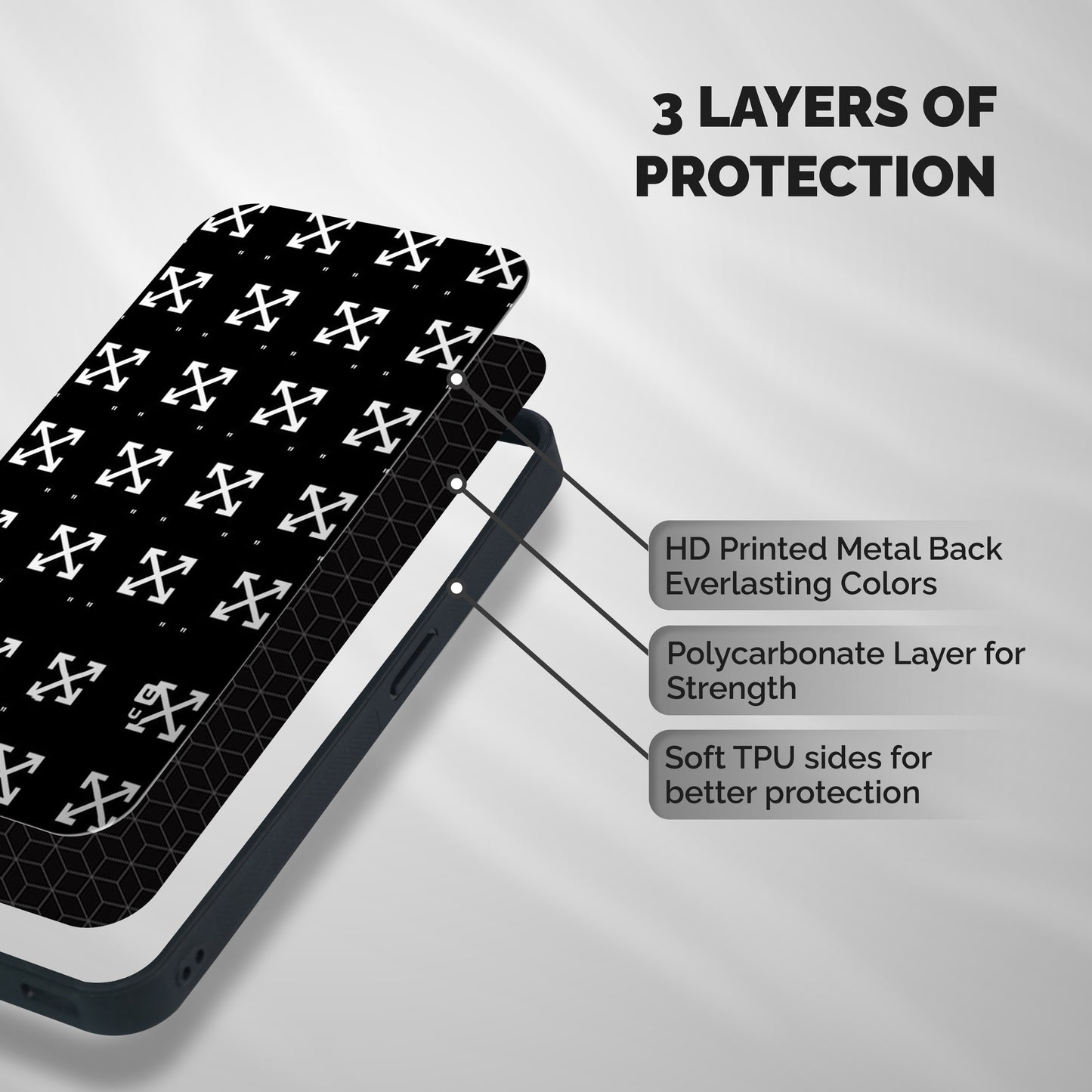Cross Arrow Black Shockproof Hybrid Protection (Metal + TPU) Back Case Cover