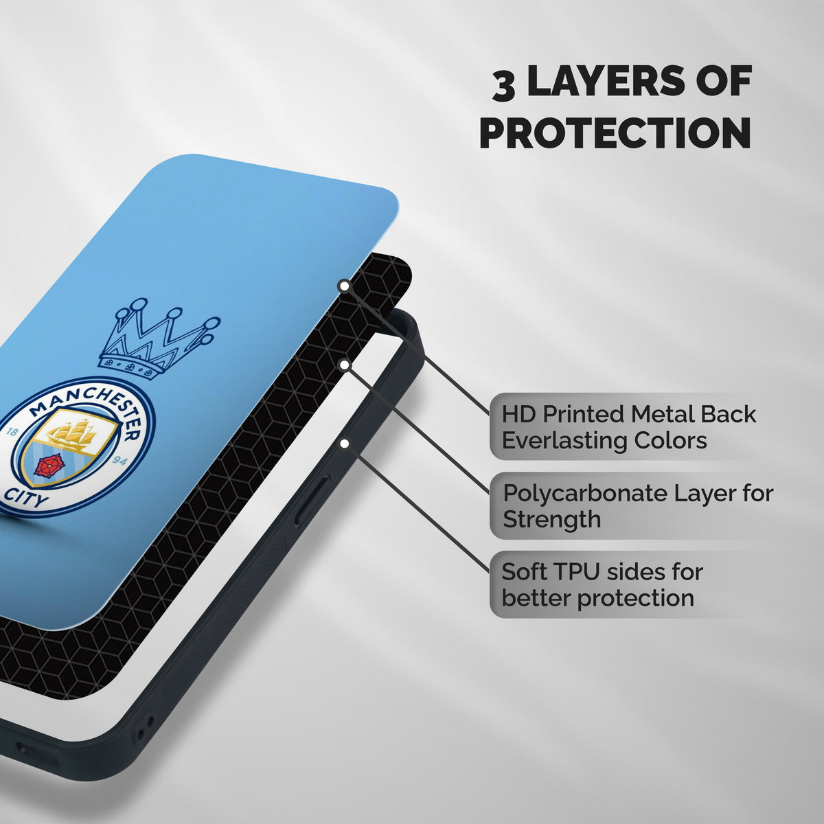 Crown City FC Shockproof Hybrid Protection (Metal + TPU) Back Case Cover