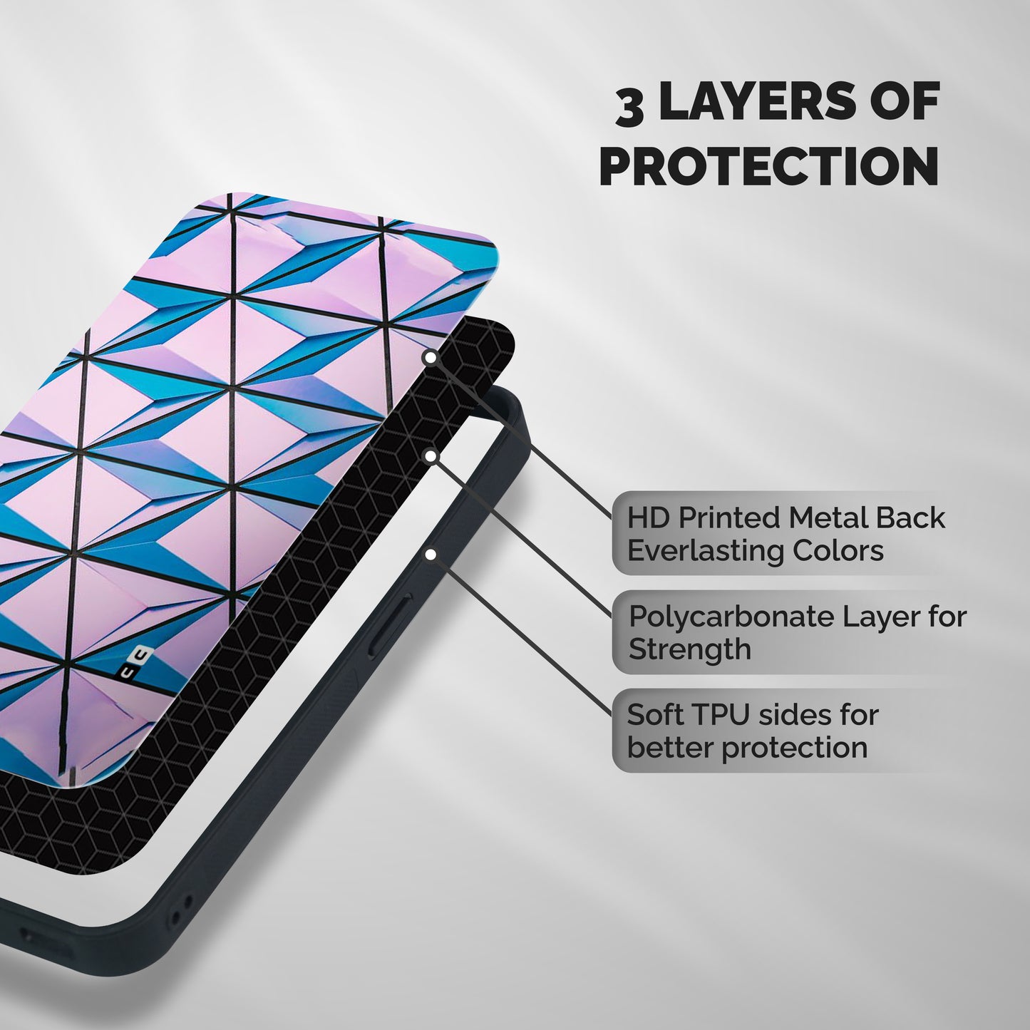 Crystal Abstract Shockproof Hybrid Protection (Metal + TPU) Back Case Cover