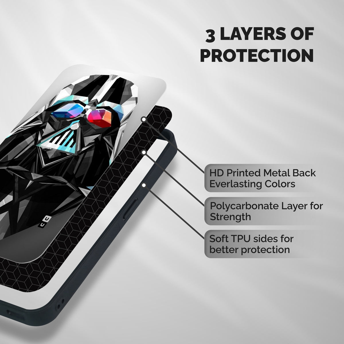 Crystal Robot Shockproof Hybrid Protection (Metal + TPU) Back Case Cover