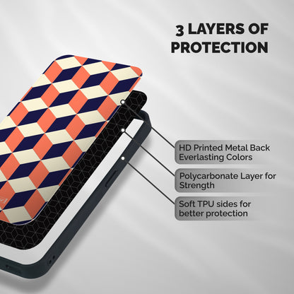 Cube Pattern Shockproof Hybrid Protection (Metal + TPU) Back Case Cover