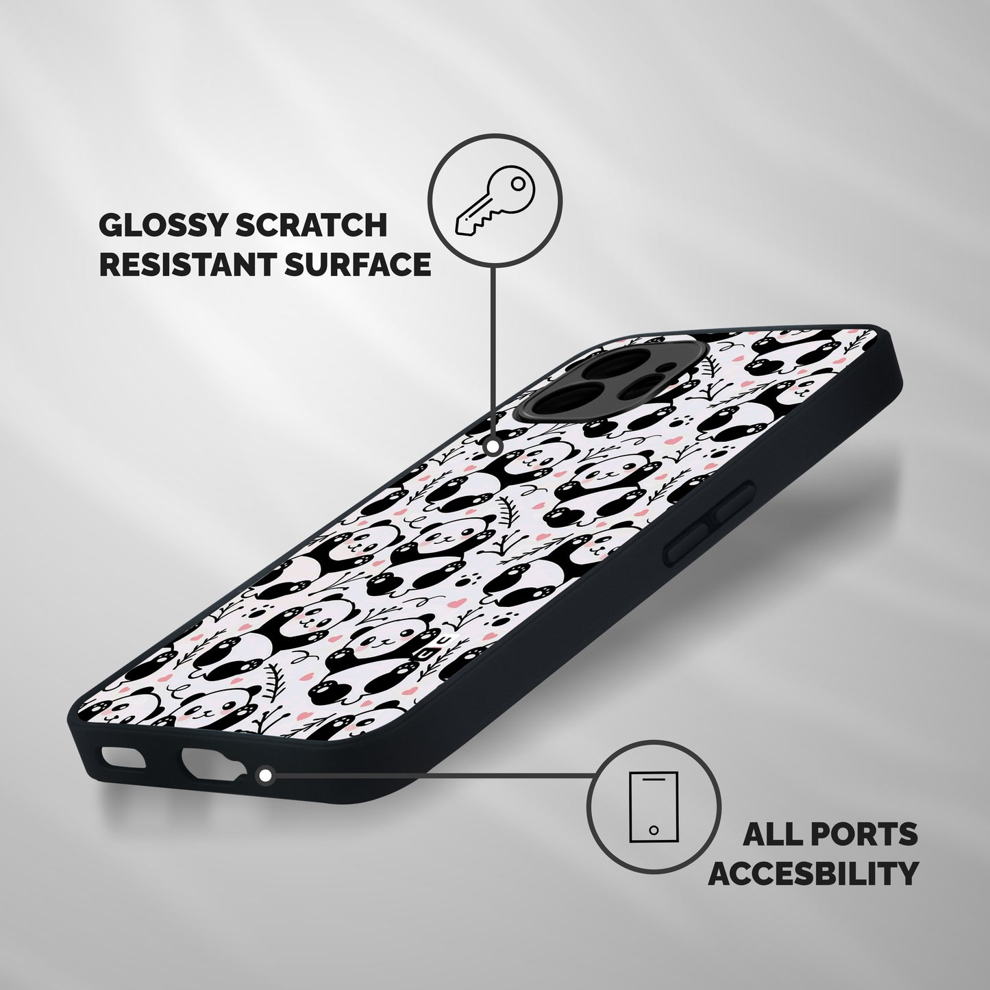 Cute Adorable Panda Pattern Shockproof Hybrid Protection (Metal + TPU) Back Case Cover