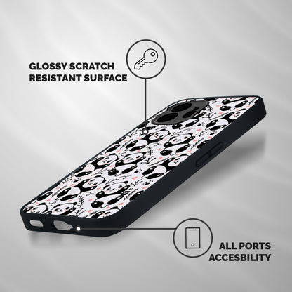 Cute Adorable Panda Pattern Shockproof Hybrid Protection (Metal + TPU) Back Case Cover