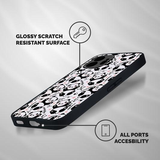 Cute Adorable Panda Pattern Shockproof Hybrid Protection (Metal + TPU) Back Case Cover
