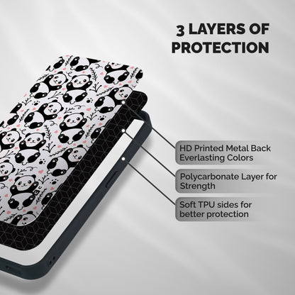 Cute Adorable Panda Pattern Shockproof Hybrid Protection (Metal + TPU) Back Case Cover