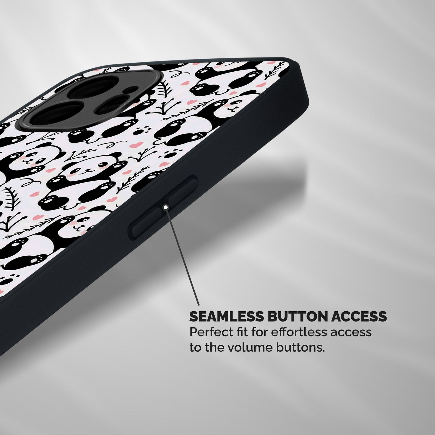 Cute Adorable Panda Pattern Shockproof Hybrid Protection (Metal + TPU) Back Case Cover