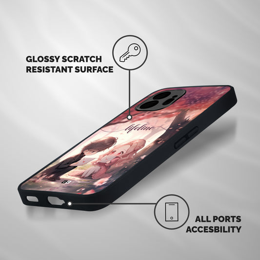 Cute Anime Couple Shockproof Hybrid Protection (Metal + TPU) Back Case Cover