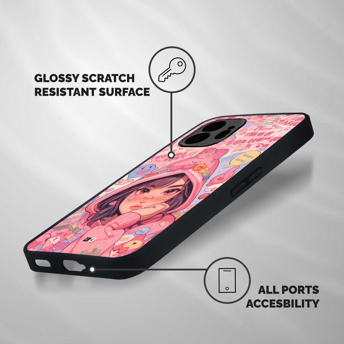 Cute Anime Girl Shockproof Hybrid Protection (Metal + TPU) Back Case Cover