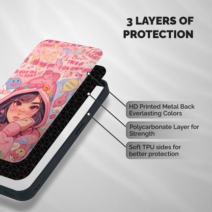Cute Anime Girl Shockproof Hybrid Protection (Metal + TPU) Back Case Cover