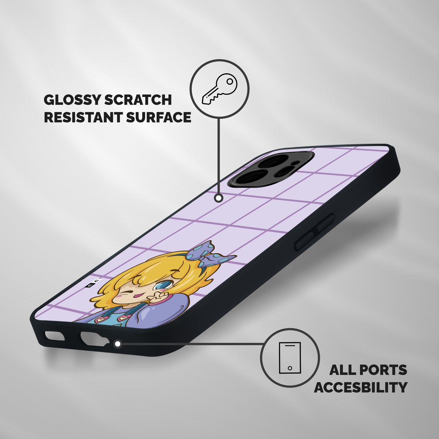 Cute Anime Illustration Shockproof Hybrid Protection (Metal + TPU) Back Case Cover