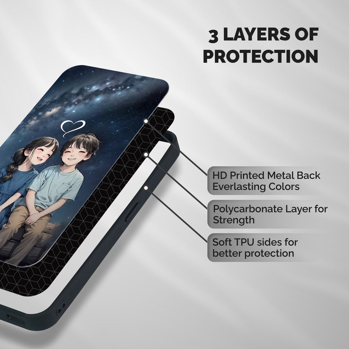 Cute Anime Teens Shockproof Hybrid Protection (Metal + TPU) Back Case Cover