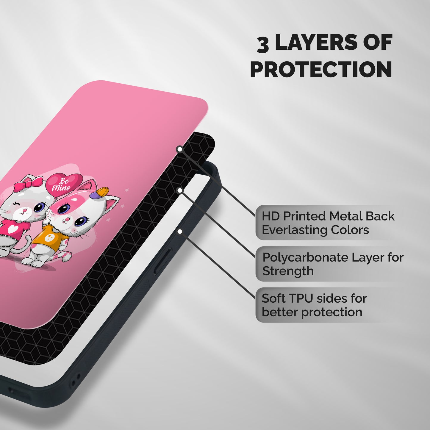 Cute Be Mine Shockproof Hybrid Protection (Metal + TPU) Back Case Cover
