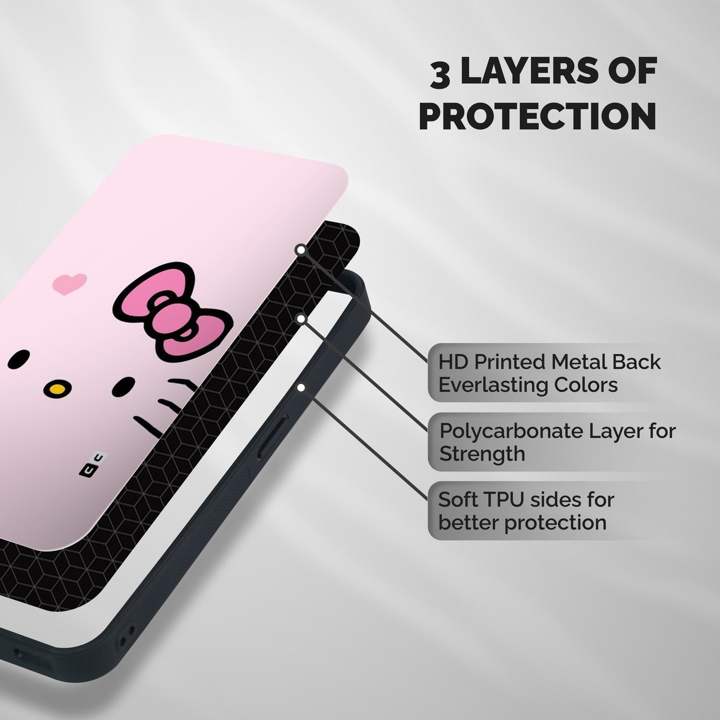 Cute Bow Face Shockproof Hybrid Protection (Metal + TPU) Back Case Cover