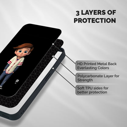 Cute Boy Tim Shockproof Hybrid Protection (Metal + TPU) Back Case Cover
