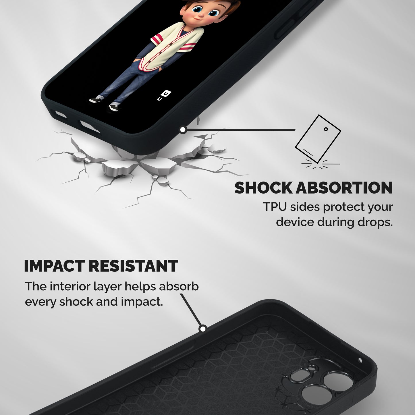 Cute Boy Tim Shockproof Hybrid Protection (Metal + TPU) Back Case Cover