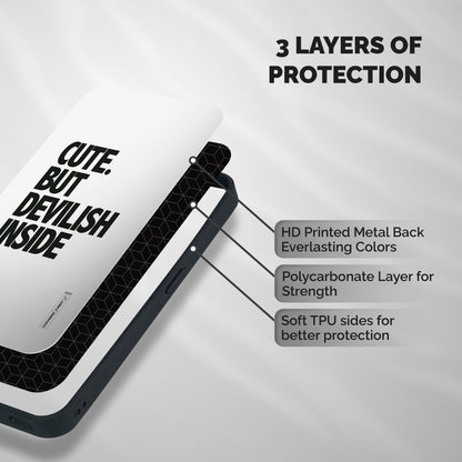 Cute But Devil Shockproof Hybrid Protection (Metal + TPU) Back Case Cover