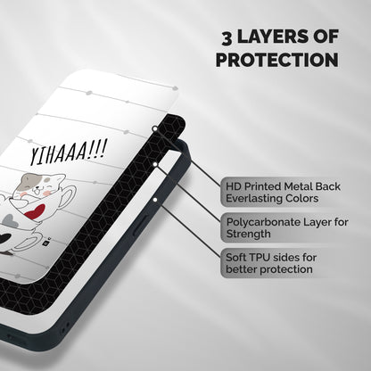 Cute Cat Cup Shockproof Hybrid Protection (Metal + TPU) Back Case Cover