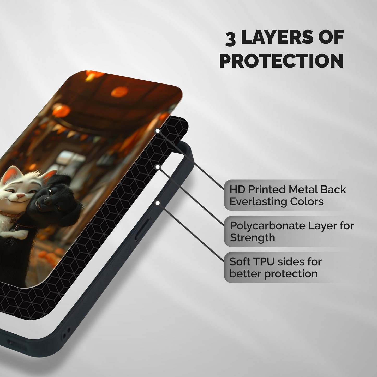 Cute Cat Dog Shockproof Hybrid Protection (Metal + TPU) Back Case Cover