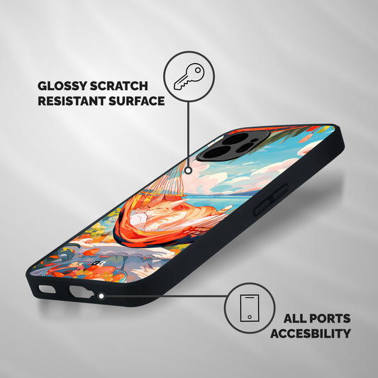 Cute Cat On Beach Shockproof Hybrid Protection (Metal + TPU) Back Case Cover