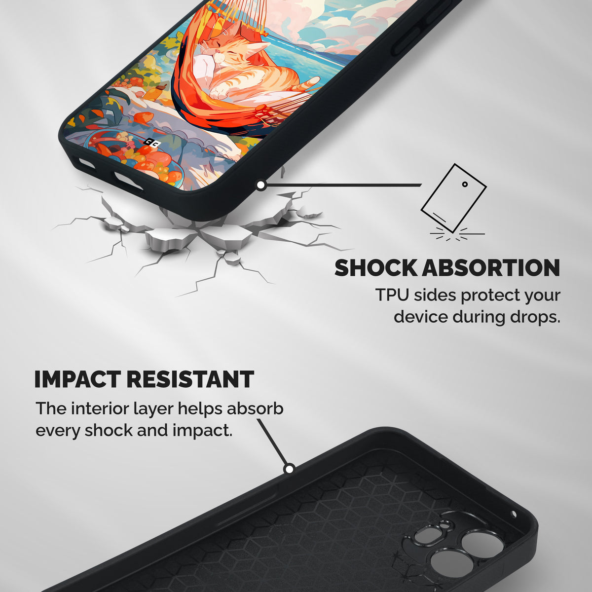 Cute Cat On Beach Shockproof Hybrid Protection (Metal + TPU) Back Case Cover