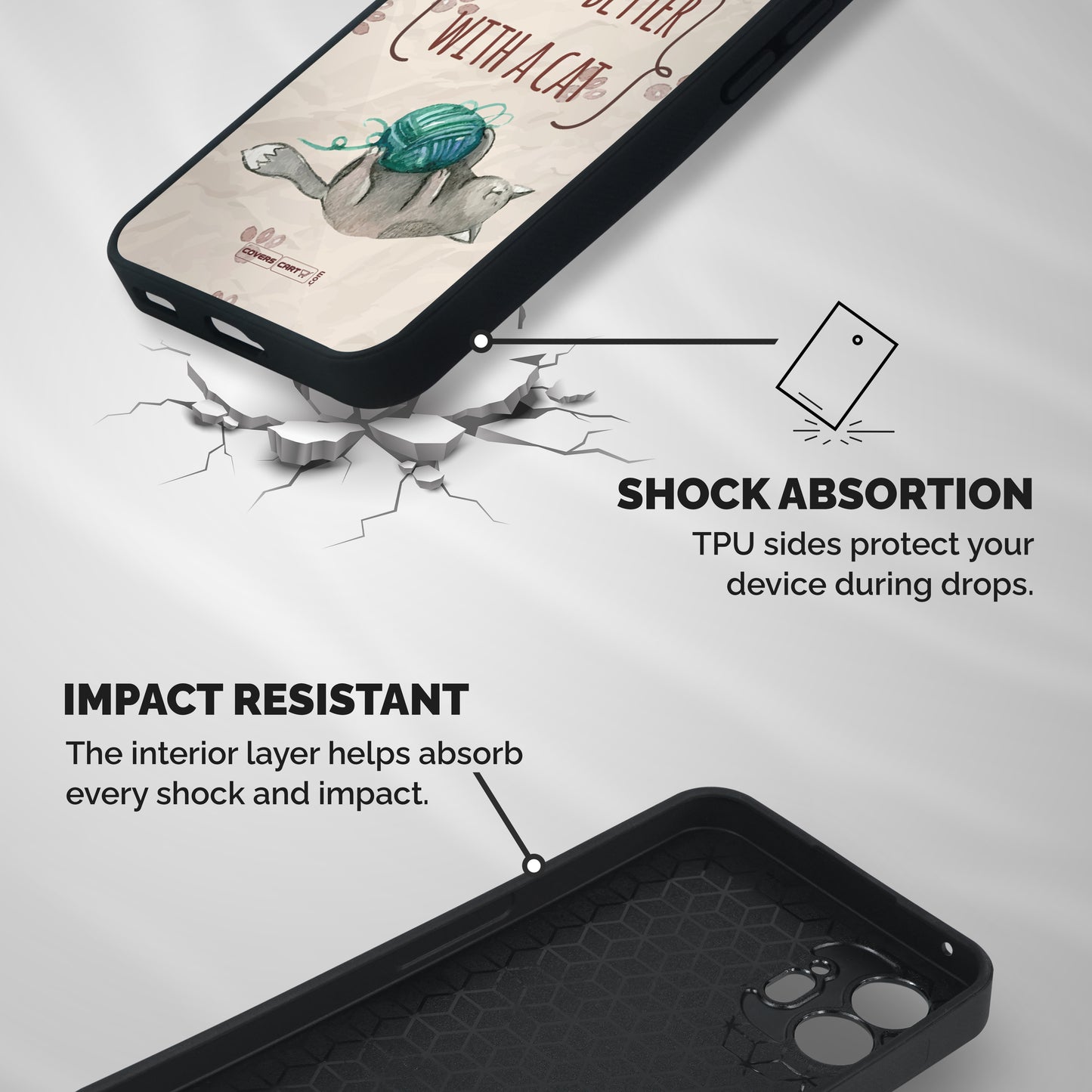 Cute Cat Shockproof Hybrid Protection (Metal + TPU) Back Case Cover